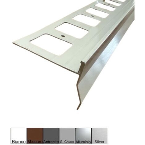 Gocciolatoio/Angolare/Giunzione NOR in Alluminio per Balconi e Terrazze - Barra da 2,7 metri : Colore - Grigio chiaro, Modello - GOCCIOLATOIO