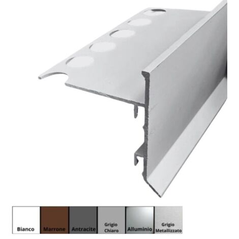 Gocciolatoio/Angolare/Giunzione SLIM in Alluminio per Balconi e Terrazze - Barra da 2,7 metri : Finitura - GRIGIO METALLIZZATO, Modello - GOCCIOLATOIO