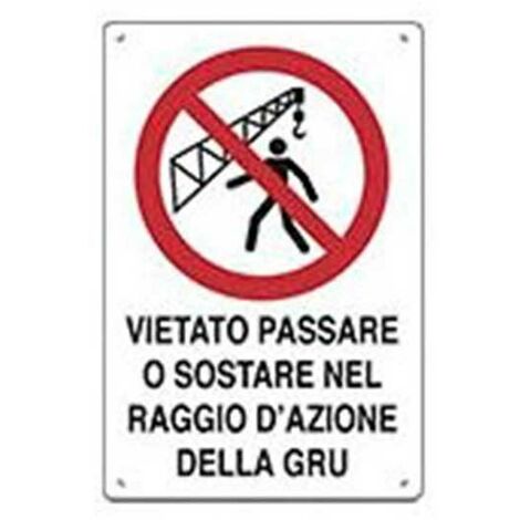 Cartello di pericolo vietato passare o sostare nel raggio d'azione della gru cm 50x70 (1/2)