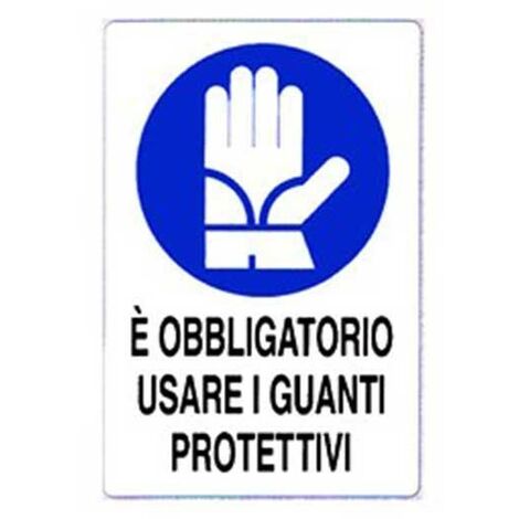 Cartello di informazione è obbligatorio usare i guanti protettivi cm 50x70 (1/2)