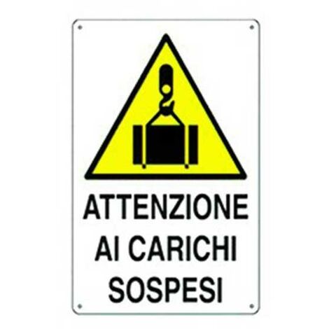 Cartello di pericolo attenzione ai carichi sospesi in polionda cm 50x70 (1/2)