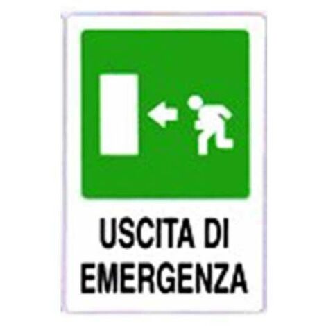 Cartello uscita di emergenza a sinistra cm 20X30 (1/2)