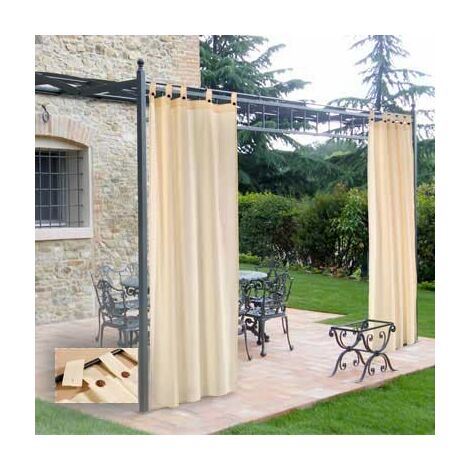 Tenda 160x270h cm in cotone ecru per gazebo o pergola universale