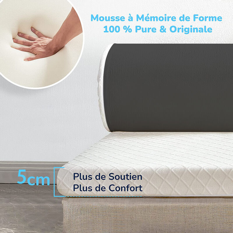 Surmatelas 160x200 cm - Luxe Sur-matelas Mémoire de Forme