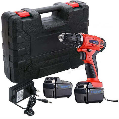 Perceuse Visseuse sans Fil 18v+ 2 batteries Lithium + 52 Accessoires - Rouge