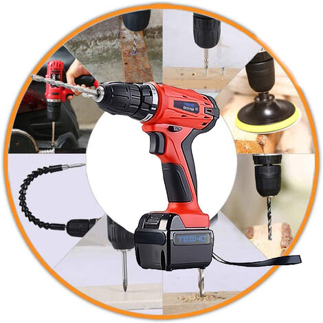 Perceuse Visseuse sans Fil 18v+ 2 batteries Lithium + 52 Accessoires - Rouge