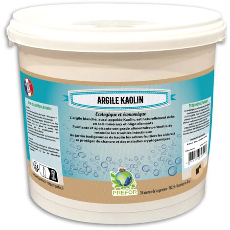 Prefor – Argile kaolin 20L – Poudre fine et grasse – 100% naturelle – Pour soins de la peau et purifications - SEAU 20 L