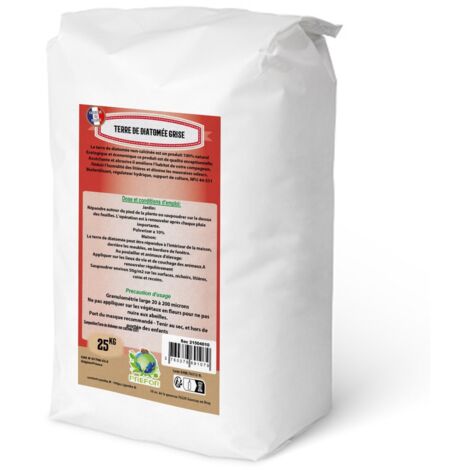 Prefor – Terre de diatomée grise 25kg – 100% naturelle et biodégradable – Granulométrie 20-200 microns – Pour poules et plantes