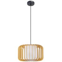 Lampada a sospensione Viva in legno nero e chiaro per lampadina E27