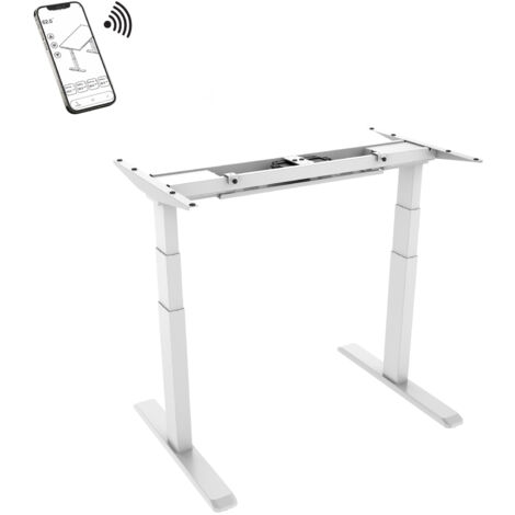 Pied de bureau motorisé assis-debout, Hauteur 62- 128 cm, Blanc - Connecté (1/3)