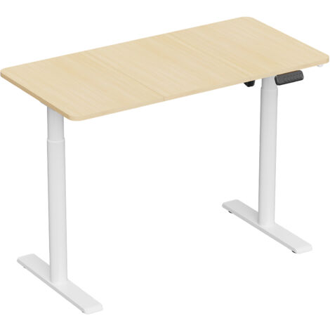 Bureau complet motorisé assis-debout 120x60cm, Bois clair (1/3)