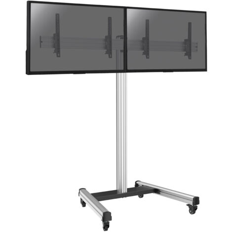 Support sur roulettes pour 2 écrans TV 43'' - 49'' - Hauteur 175cm - Inclinable (1/3)