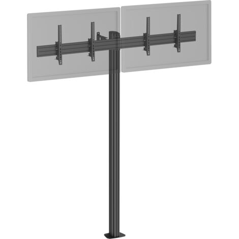 Support TV sur pied - 2 écrans 50'' - 55'' Hauteur 240cm à visser, Inclinable noir (1/3)