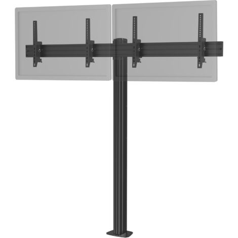 Support TV sur pied - 2 écrans 43'' - 49'' Hauteur 175cm à visser, Inclinable noir (1/3)