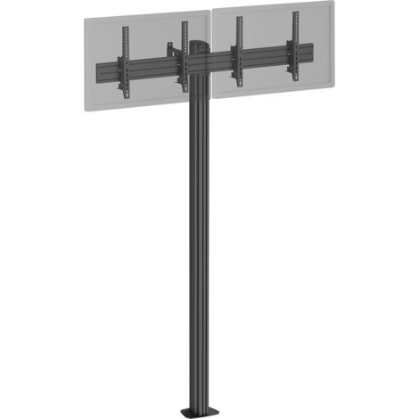 Support TV sur pied - 2 écrans 43'' - 49'' Hauteur 240cm à visser, Inclinable noir (1/3)