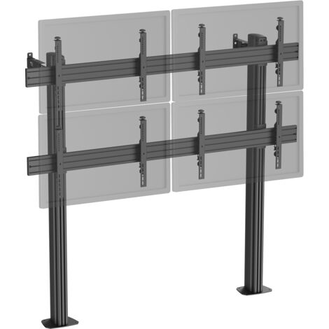 Support TV sur pieds - mur d'images 4 écrans 45''- 55'' hauteur 175cm à visser noir (1/3)