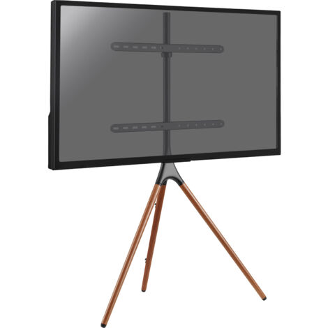 Support TV chevalet scandinave 45''-65'' noir/noyer – Poids max 32 Kg – Ajustement hauteur 110 cm – Système de sécurité anti-basculement – Kimex