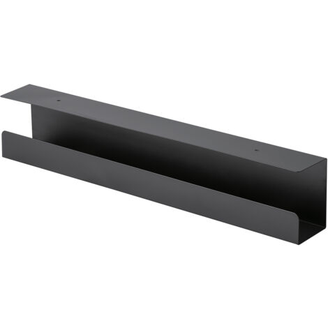 Goulotte passe-câbles horizontale 60 cm – Couleur noir – Fixation sous bureau – Pour gestion câbles discrète et sécurisée – Kimex (1/3)