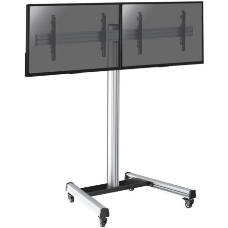 Support sur roulettes pour 2 écrans TV 43'' - 49'' - Hauteur 175cm (1/3)