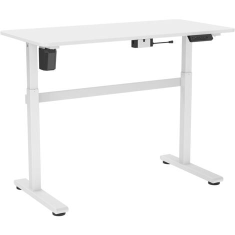 Bureau complet motorisé assis-debout, 118x58cm, Blanc