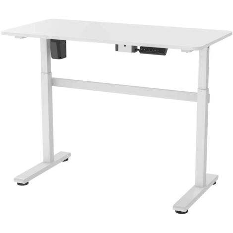 Bureau complet motorisé assis-debout, 118x58cm, Blanc