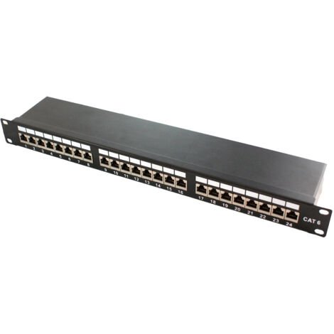 1100199 Panneau de brassage rack 19' 1U blindé – 24 prises RJ45 Cat6 – Débit 10 Gbps – Installation rapide et sécurisée – Kimex (1/3)
