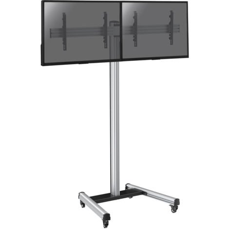 Support sur roulettes pour 2 écrans TV 43'' - 49'' - Hauteur 240cm (1/3)