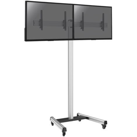 Support sur roulettes pour 2 écrans TV 50'' - 55'' - Hauteur 240cm (1/3)