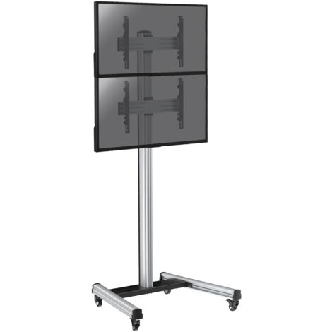 Support sur roulettes pour 2 écrans TV 40''-65'' - Hauteur 240cm (1/3)