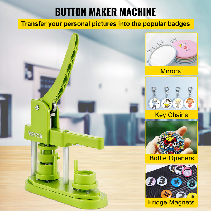  VEVOR Button Maker Machine, 0.98 inch/25mm Pin Maker,  Installation-Free Badge Punch Press Kit, Children DIY Gifts Button Making  Supplies with 500pcs Button Parts, Circle Cutter, Magic Book : Arts, Crafts