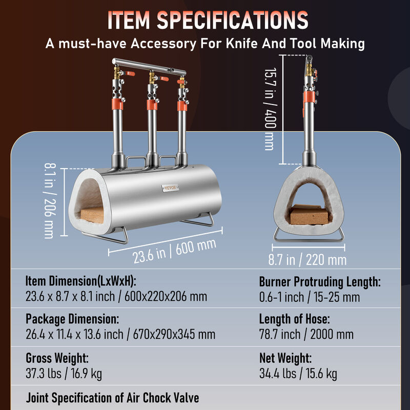 VEVOR 12KG Propane Smelting Furnace Kit Melting Furnace Double Burners  2700℉