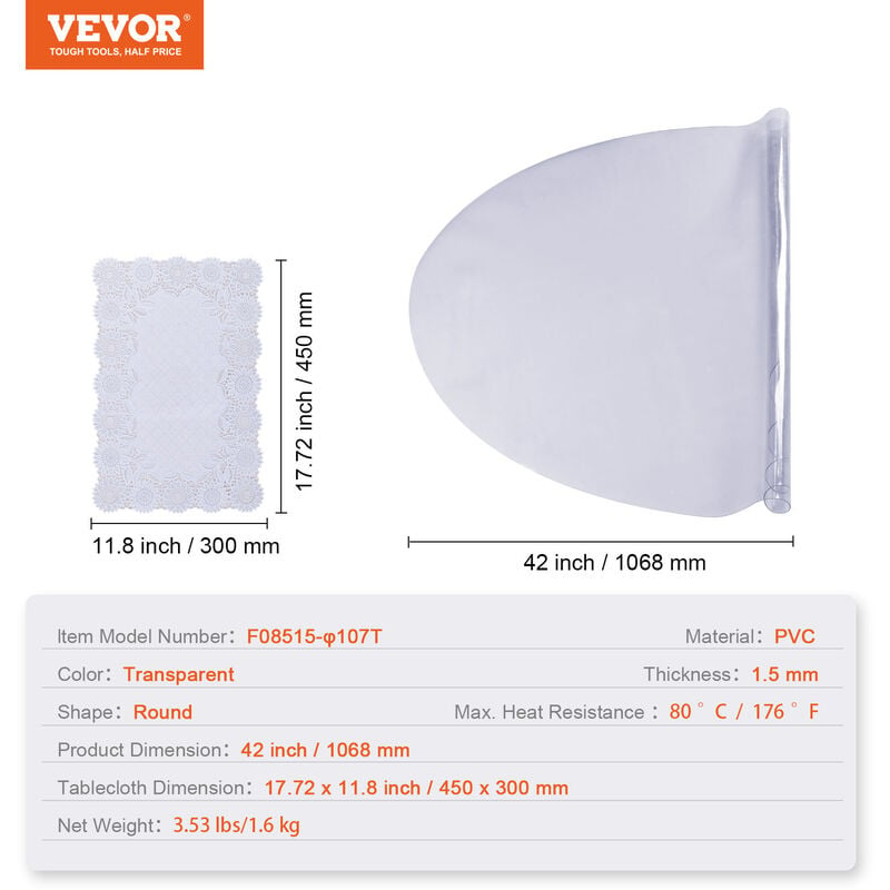 VEVOR Clear Desk Cover Protector, 42 x 60 inch, 1.5 mm Thick