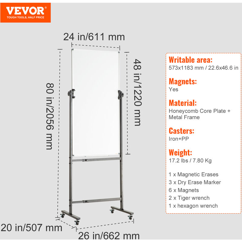 vidaXL Magnetic Dry-erase Whiteboard White 60x40 cm Steel Durable