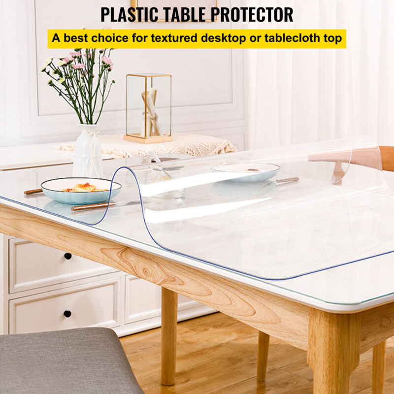 Eider & Ivory™ Clear Desk Cover Protector, 1.5Mm Thick Plastic Desk Pad Desk Protector Clear Desk Mats On Top Of Desk Vinyl Clear Table Cover Protector For Computer Desk Writing Desk C009504170 - View #4