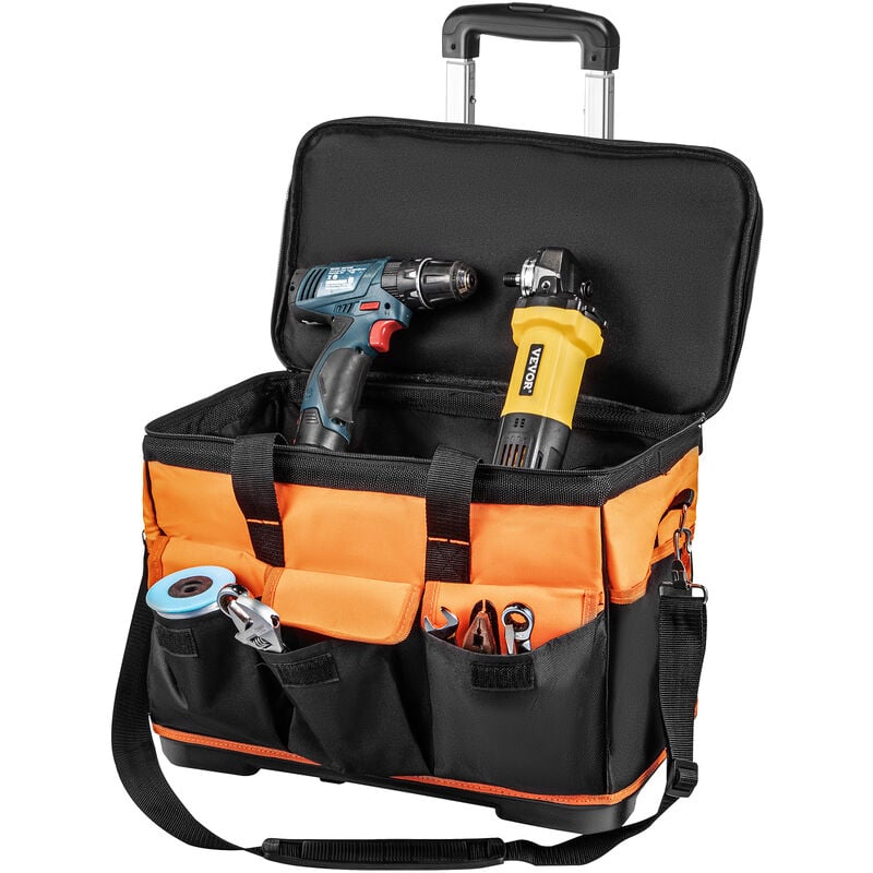 VEVOR Tool Bag with Wheels Rolling Tote 20in Wheeled Storage Case & 2 Wheels