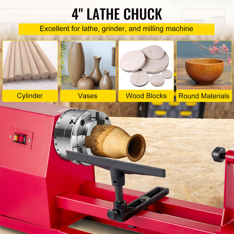 Mini Wood Lathe Machine, 12V- 24VDC,7 Variabla Speeds 4000-9000 RPM, With Wood Lathe Milling Accessories, For Wood Polishing, Grinding, Cutting And Milling DIY... (B