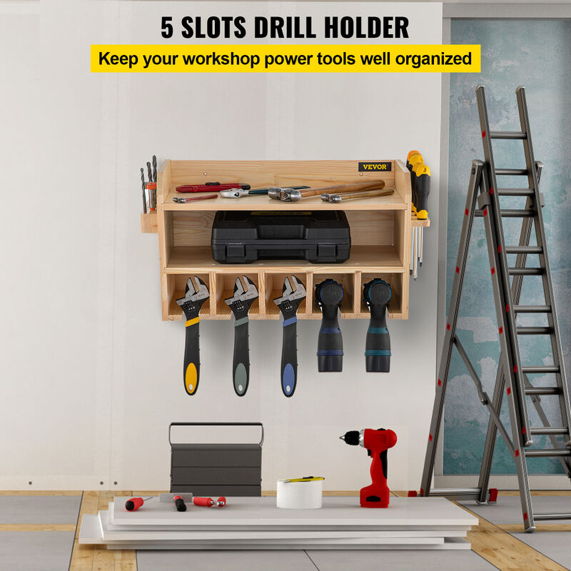 VEVOR Power Tool Organizer Wall Mount Drill Holder 5 Drill