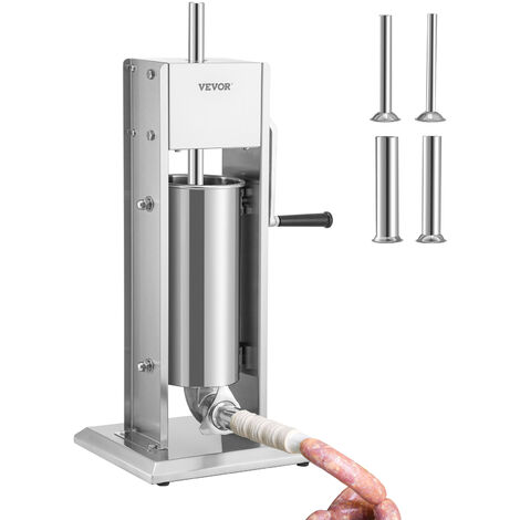 VEVOR Manual Sausage Stuffer 8LBS 5L Capacity Two Speed 304 Stainless Steel Vertical Sausage Stuffer Sausage Filling Machine with 4 Stuffing Tubes