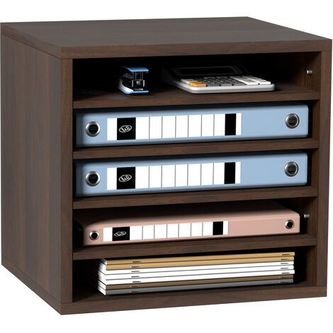 VEVOR Literature Organizers, 5 Compartments Office Mailbox with Adjustable Shelves, Wood literature sorter 13.9x12x13 inches for Office, Home, Classroom, Mailrooms Organization, EPA Certified, Brown