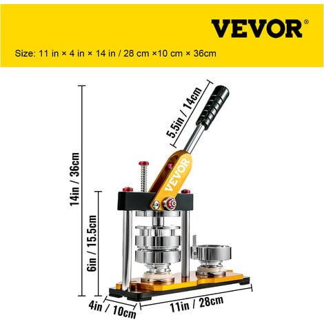 VEVOR Button Maker Machine 3inch 75mm Punch Press W Circle Badge Parts Cutter