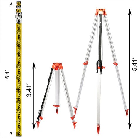 VEVOR Tripod and Staff Kit for Auto Levels Rotary Laser Level 1.65M ...