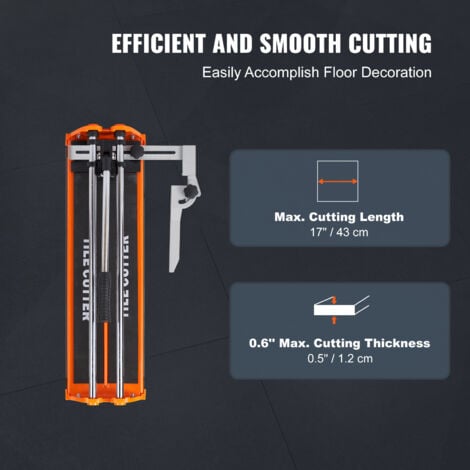Mophorn 17" Manual Tile Cutter, Porcelain Ceramic with Tungsten Carbide Wheel, Infrared Positioning, Anti-Skid Feet, Double Rails