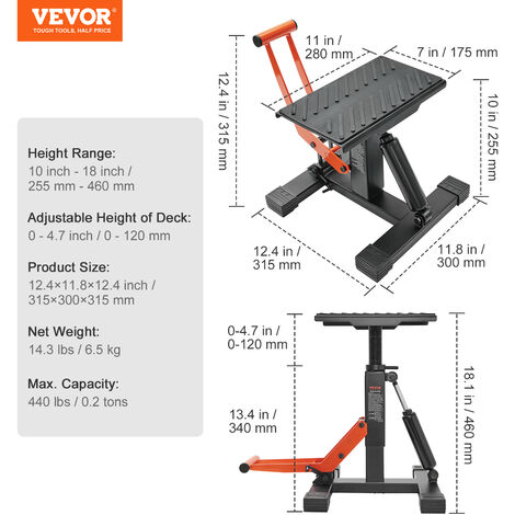 1800 Lb. Capacity Motorcycle Stand/Wheel Chock Adjustable Heavy Duty