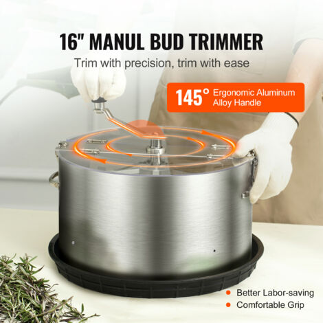 Mophorn 16-Inch Manual Bud Leaf Trimmer Stainless Steel with Clear PET Cover for Hydroponic Plants, Hand Pruners Included