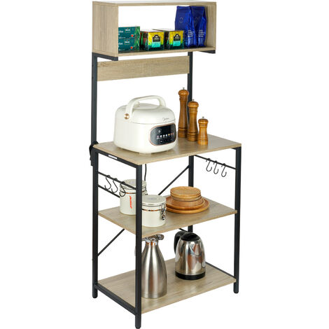 Costway 3-Tier Kitchen Baker's Rack Microwave Oven Stand Storage Shelf w/10  Hook