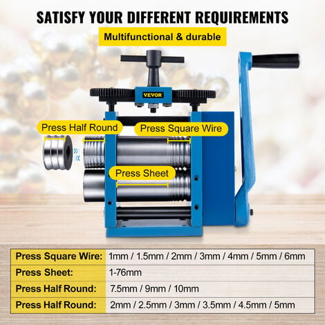 VEVOR Rolling Mills 3/76mm Jewelry Rolling Mill Machine Gear Ratio 1:2.5 Wire  Roller Mill