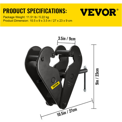 BENTISM - - BENTISM Beam Clamp 4400lbs/2ton Capacity, I Beam Lifting Clamp 3inch-9inch, Opening Range Beam Clamps For Rigging, Heavy Duty Steel Beam Clamp Tool, Beam Hangers For Lifting Rigging, In - View #9