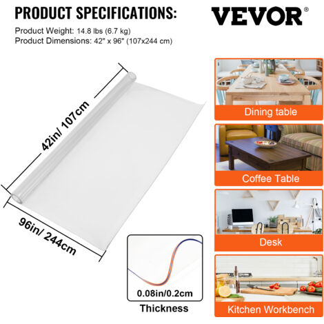Mophorn Thick Table Cover, 96x42 Inch Clear PVC Table Protector, 2mm ...
