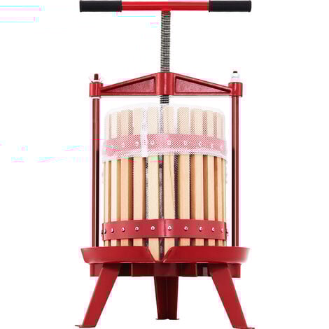 VEVOR Fruit Wine Press, 3.2Gal/12L, Cast Iron Manual Grape Presser for Wine Making, Cider Tincture Vegetables Honey Olive Oil Press with Beech Wood Hollow Basket T-Handle 0.1" Thick Plate 3 Feet