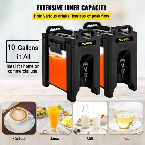 VEVOR Insulated Beverage Dispenser 2 PCS, 10 Gal, Double-Walled ...